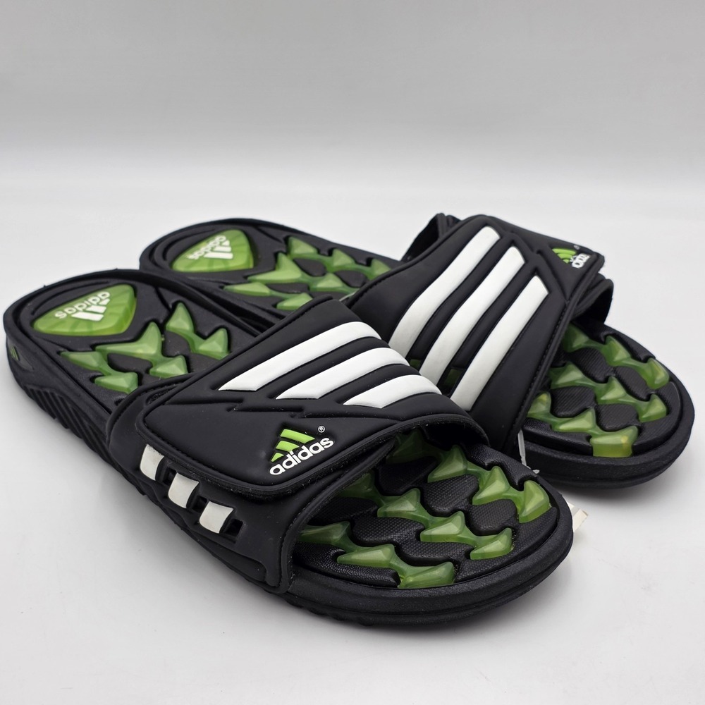 VTG 2000 Adidas Cushion Gel Air Slides Y2k Mens Size 13 US Black Green NWT